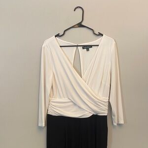 Lauren Ralph Lauren Cream and Black Wrap Dress